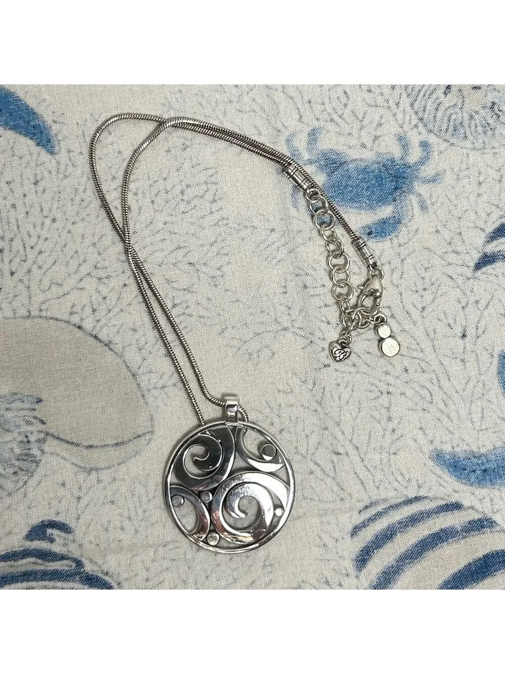 Brighton London Groove Necklace Silver Plated Crystals Swirl Design - Picture 11 of 14